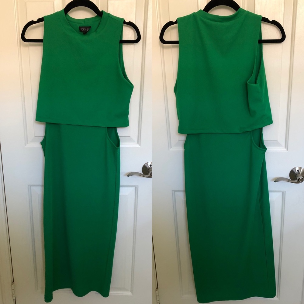 Topshop Green cutout midi dress